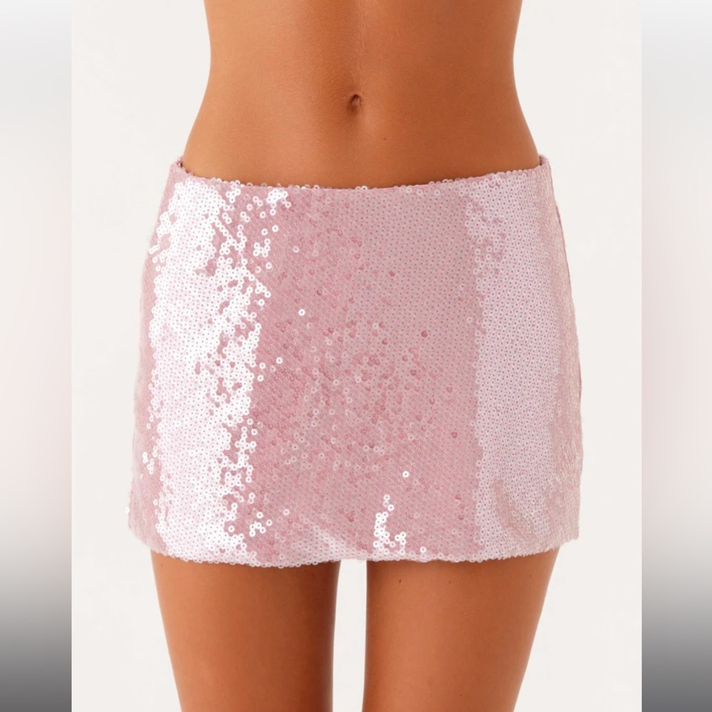 NWT Peppermayo Exclusive - Made For You Low Rise Sequin Mini Skirt - Pink 2